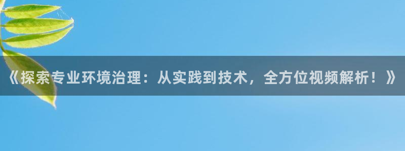 凯发网娱乐官网登录：《探索专业环境治理：